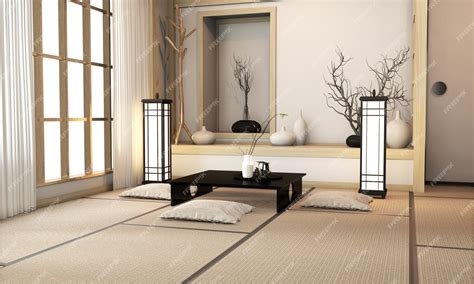 Premium Photo Ryokan Living Room Japanese Style With Tatami Mat Floor