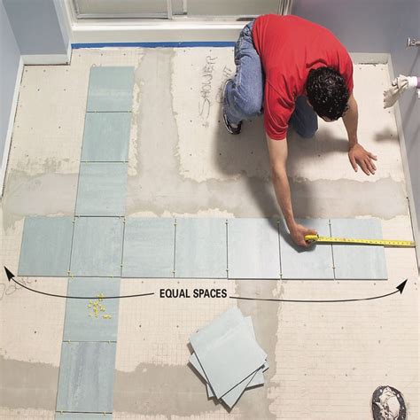 How To Lay Tile Install A Ceramic Tile Floor In The Bathroom Family Handyman