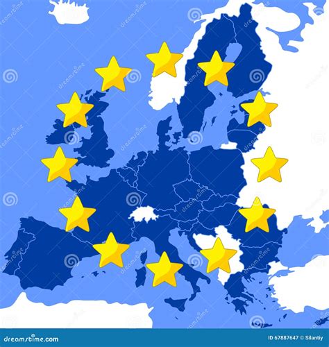 Kaart Van De Europese Unie Vector Illustratie Illustration Of Oceaan