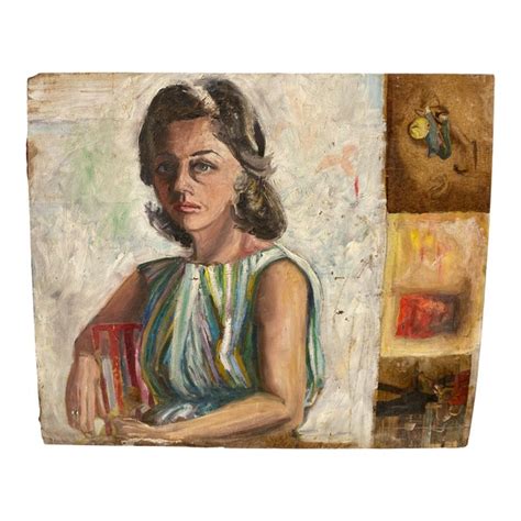 1940s Female Portrait Oil Painting On Board Chairish
