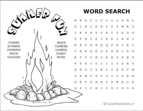 Have your child circle or underline the words as they find them. Summer Word Puzzles | Summer words, Camping coloring pages, Activity sheets for kids