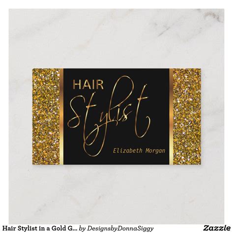 Hair Stylist in a Gold Glitter Business Card | Zazzle.com | Glitter ...