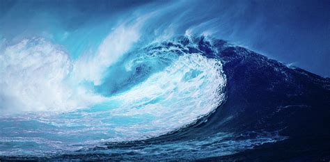 Big Blue Ocean Beach Wave Art Pyrography By Wall Art Prints