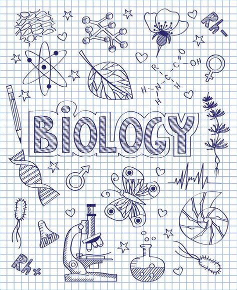Hand Drawn Biology Set Vector Illustration Biology Drawing Biology