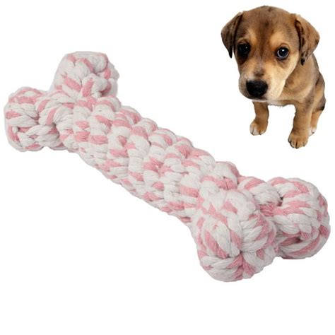 Dog Puppy Pet Cotton Braided Bone Rope Chew Knot Toy Random Color