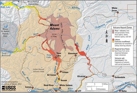 Mount Adams Wa Simplified Hazards Map Us Geological Survey