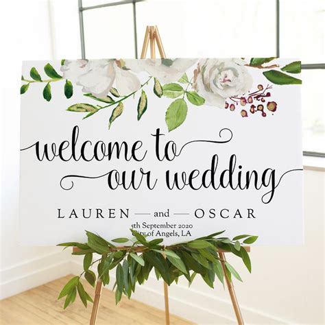 Welcome Wedding Sign Template Editable Template Greenery Etsy