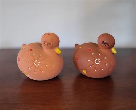 Vintage Mcm Holt Howard Terracotta Red Clay Atomic Duck Salt Pepper