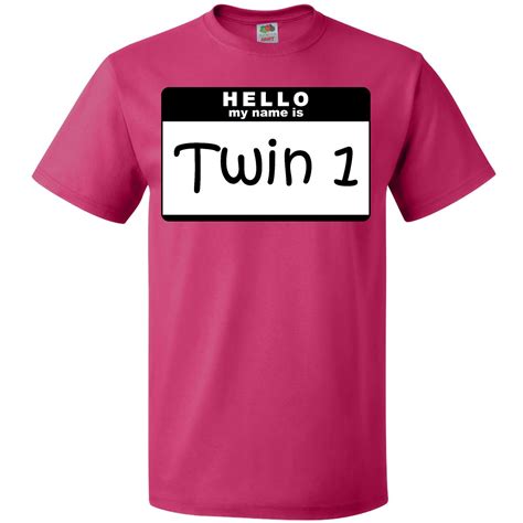 Inktastic Twin 1 Name Tag T Shirt Hello My Is Multiples Mens Adult Clothing Tees Ebay