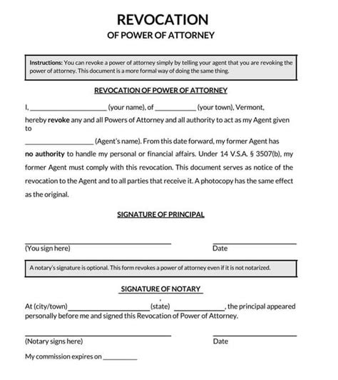 Free Power Of Attorney Revocation Forms By State