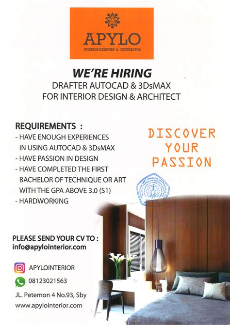 Job Vacancy Apylo Departemen Desain Interior