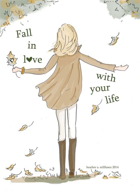 Fall In Love With Your Life Autumn Encouragement Art Girls Room