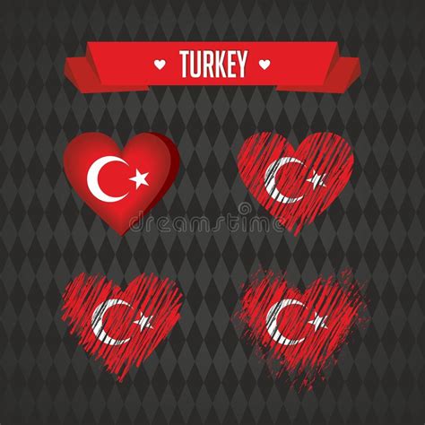 Turkey Collection Of Four Vector Hearts With Flag Heart Silhouette