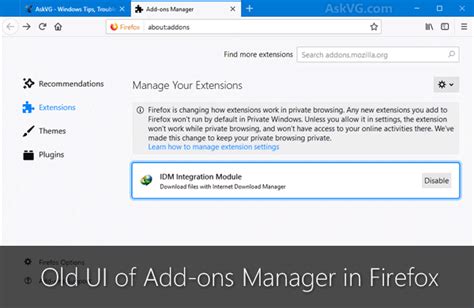 Firefox Tip Restore Old Classic Ui Of Add Ons Manager About Addons Page Askvg