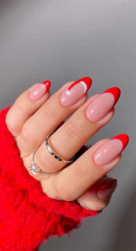 50 Fab Christmas Nail Designs And Ideas Santas Hat French Tip Nails