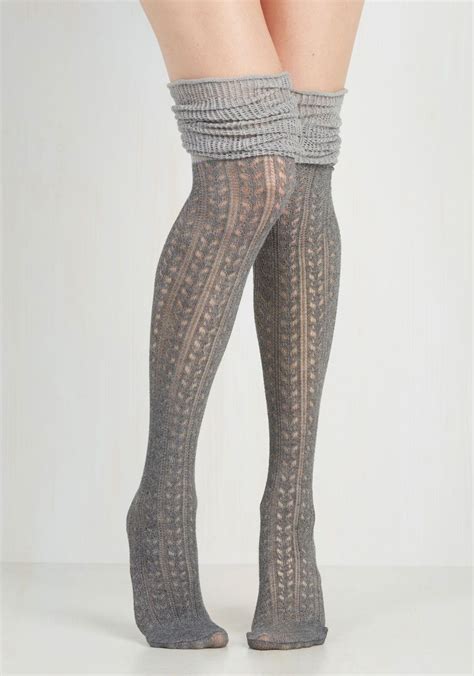 Put Your Strut In Me Thigh Highs In Stone Mod Retro Vintage Socks Thigh Highs