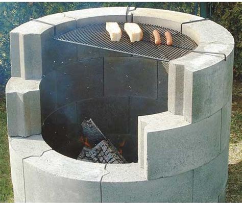 Patio Drummond Round Concrete Block For Fire Pit And Bbq Grey Bbqr