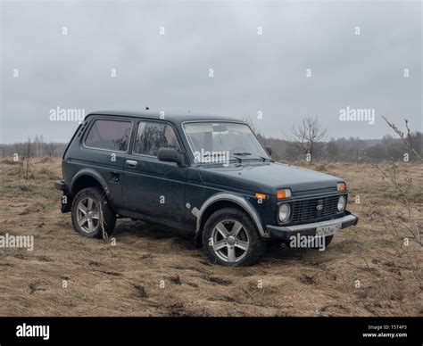 Moscow Russia December 25 2018 Black Russian Off Road Car Lada