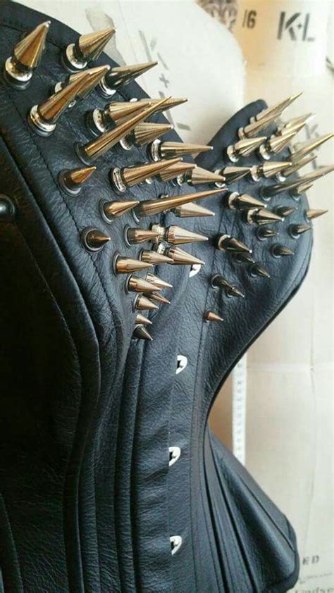 Close Up Of Spike Detail On A Custom Leather Corset By Sadia For Kiku