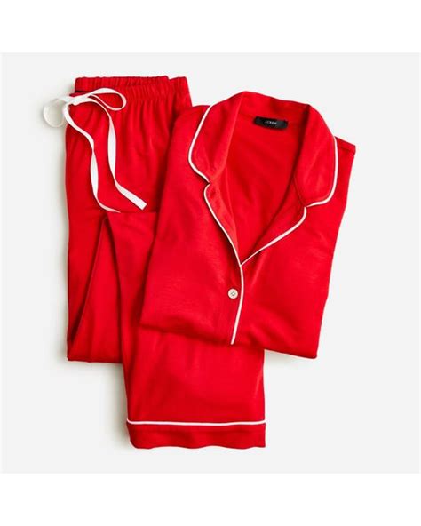 Jcrew Eco Dreamiest Long Sleeve Pajama Set In Red Lyst