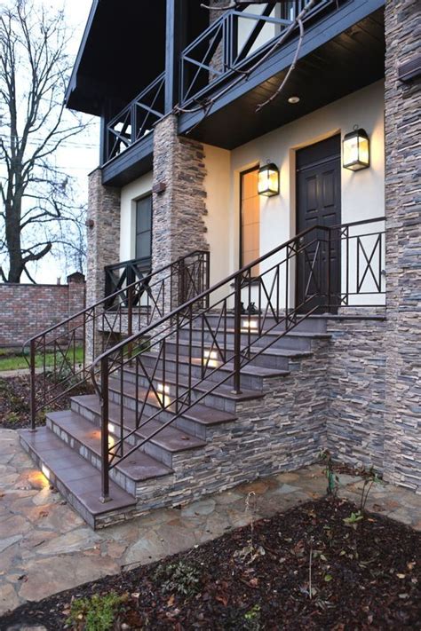 Outdoor wrought iron stair railing, with a simple linear design fabrication installation instructions. 33 Wrought Iron Railing Ideas For Indoors And Outdoors in 2020 | Exterior stair railing, Outdoor ...
