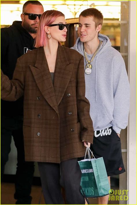 justin bieber kisses wife hailey goodbye after book shopping photo 4210422 justin bieber