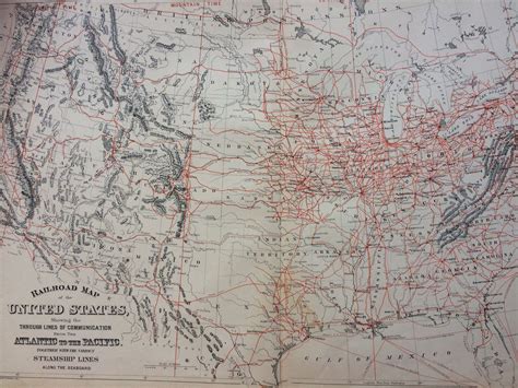 1888 Railroad Map Of The United States Showing Lines Of The