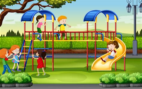 Boys And Girls Playing At The Playground 295781 Vector Art At Vecteezy