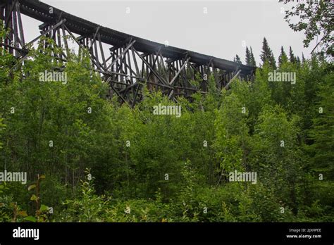 Old Wooden Railroad Trestle Bridge Over The River Skagway Alaska