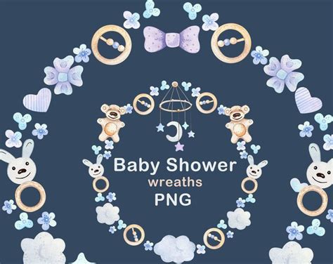 Watercolor Baby Wreath Clipart Ваву Shower Cute Baby Wreath Etsy