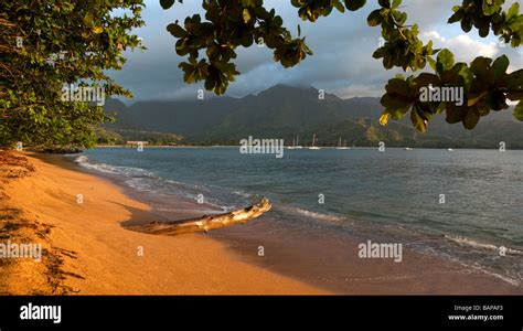 Scenic Kauai Hawaii Sunset From North Shore Princeville Beach To Bali