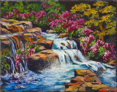 Flowering Waterfall Acrylic Painting Lessons For
