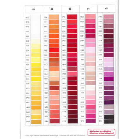 The Isacord Color Chart For Isacord Embroidery Thread Conversion Chart