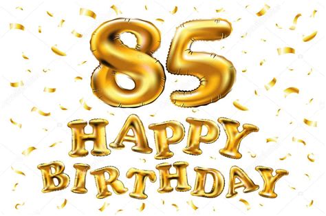 Vector Happy Birthday 85th Celebration Gold Balloons And Golden