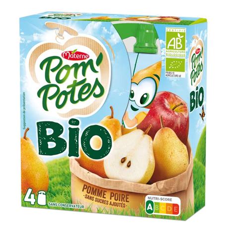 Pom Potes pomme poire sans sucres ajoutés BIO Materne x g Bam courses Les courses