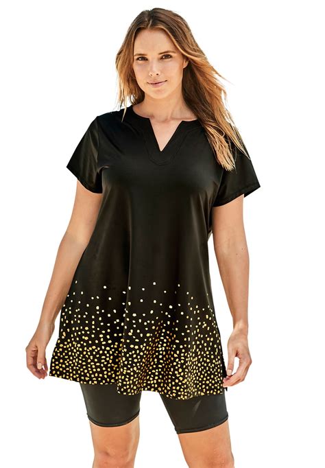 swimsuitsforall swimsuits for all women s plus size short sleeve swim tunic