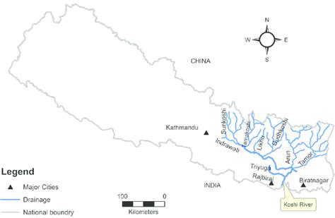 Koshi River Basin Nepal With Its Seven Major Tributaries The