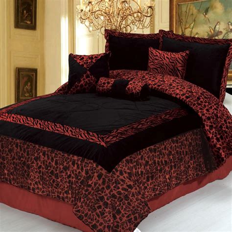 7pc New Luxury Faux Fur Safarina Red And Black Zebra Animal King