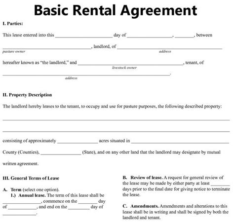 Printable Basic Lease Agreement Template Business Psd Excel Word Pdf