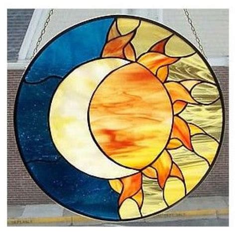 Sun And Moon Circle Stained Glass Simple Beautiful Design Stainedglass