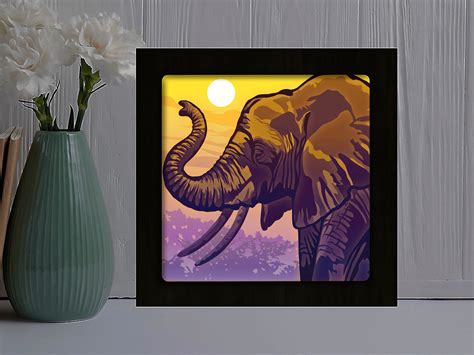 Elephant Shadow Box Svg 425 SVG PNG EPS DXF File