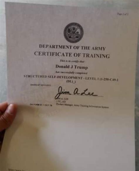 Military Army Training Certificates Of Completion