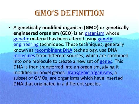 The introduction of a transgene, in a process known as transgenesis, has the potential to change the phenotype of an organism. Genetically modified organisms