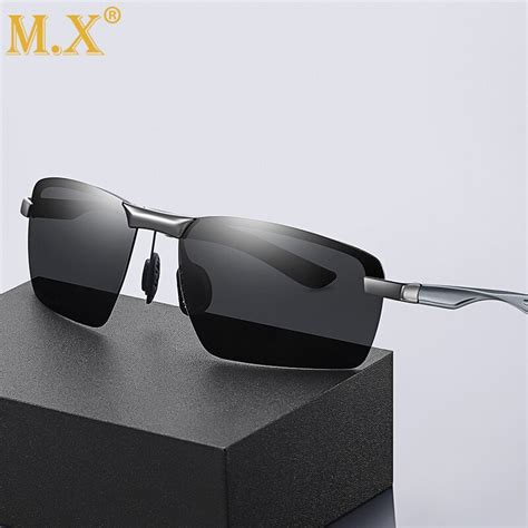 mx 2021 aluminum magnesium rimless sunglasses men polarized high quality square frameless sun