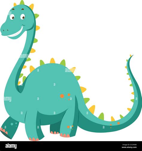 Green Dinosaur With Long Neck Illustration Stock Vector Image And Art Alamy