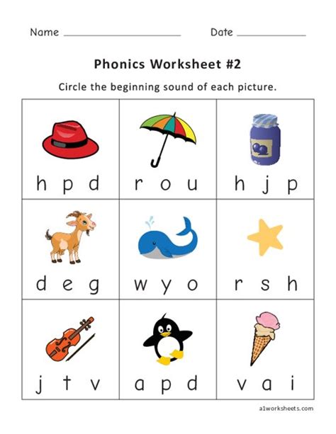 Kindergarten Phonics Worksheet 2