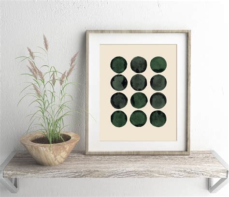 Abstract Geometric Circles In Green Colour Printable Wall Etsy