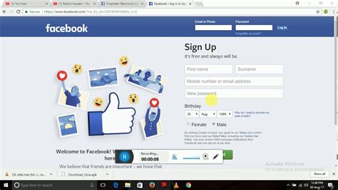 How To Open Facebook Account Without Username And Password Youtube