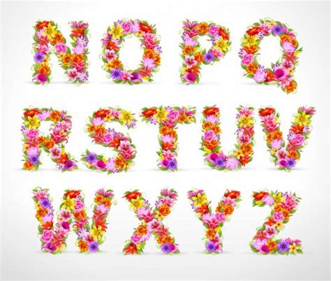 Download Beautiful flowers and letters 01 vector Free Vector / 4Vector