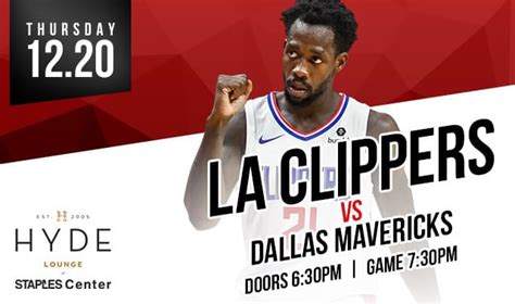 The clippers are no longer the second team in los angeles, as their the clippers vs clippers game is just 2 days away, which means there are still good seats available to buy. LA Clippers vs. Dallas Mavericks Tickets at Hyde STAPLES ...